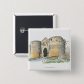 Porte des Tours, Frankrijk Vierkante Button 5,1 Cm (Voorkant /achterkant)