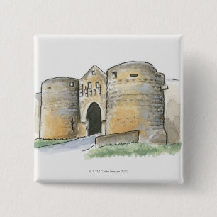 Porte des Tours, Frankrijk Vierkante Button 5,1 Cm