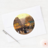 Porte Saint Martin met Kerst in Parijs Ronde Sticker (Envelop)