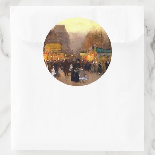 Porte Saint Martin met Kerst in Parijs Ronde Sticker (Tas)