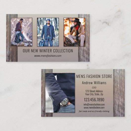 Portefeuille Herenmode Winkel Visitekaartje (Voorkant / Achterkant)