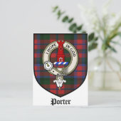 Porter Clan Crest Badge Tartan Briefkaart (Staand voorkant)