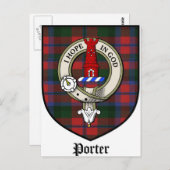Porter Clan Crest Badge Tartan Briefkaart (Voorkant / Achterkant)