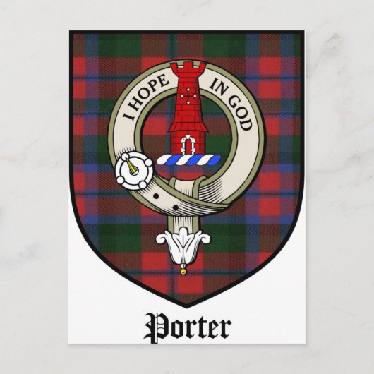 Porter Clan Crest Badge Tartan Briefkaart (Voorkant)
