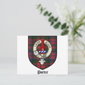 Porter Clan Crest Badge Tartan Briefkaart (Staand voorkant)