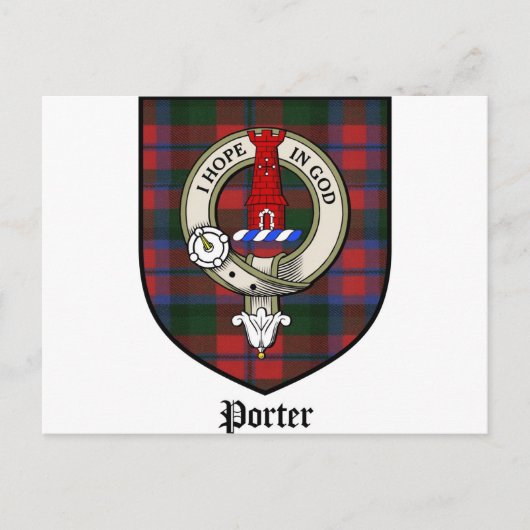 Porter Clan Crest Badge Tartan Briefkaart (Voorkant)