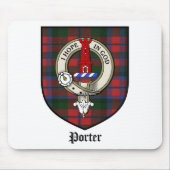 Porter Clan Crest Badge Tartan Muismat (Voorkant)