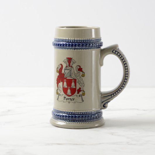 Porter Coat of Arms Stein - Familie Crest Bierpul (Rechts)