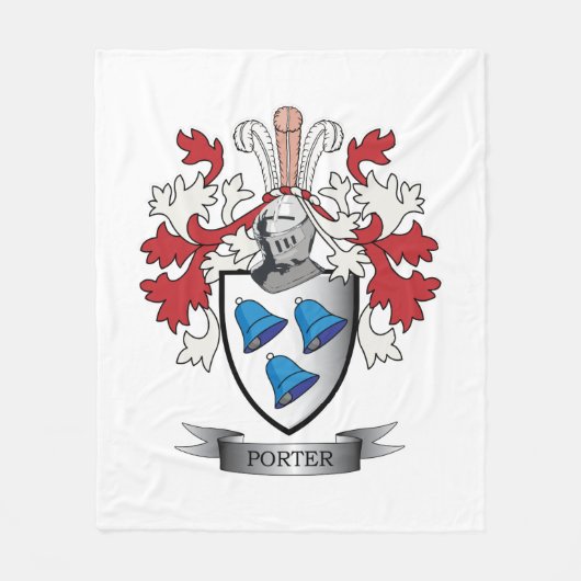 Porter Family Crest Coat of Arms Fleece Deken (Voorkant)
