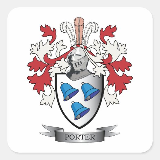 Porter Family Crest Coat. Vierkante Sticker (Voorkant)