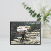 Porter met lading, spoor in de Himalaya - Nepal Br Briefkaart (Staand voorkant)