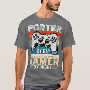 Porter-op-dag-gamer, nachtelijke videogame-ventila t-shirt