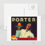 Porter Oranje LabelPorterville, CA Briefkaart (Voorkant / Achterkant)