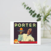 Porter Oranje LabelPorterville, CA Briefkaart (Staand voorkant)