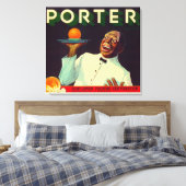 Porter Oranje LabelPorterville, CA Canvas Afdruk (Insitu (Slaapkamer))