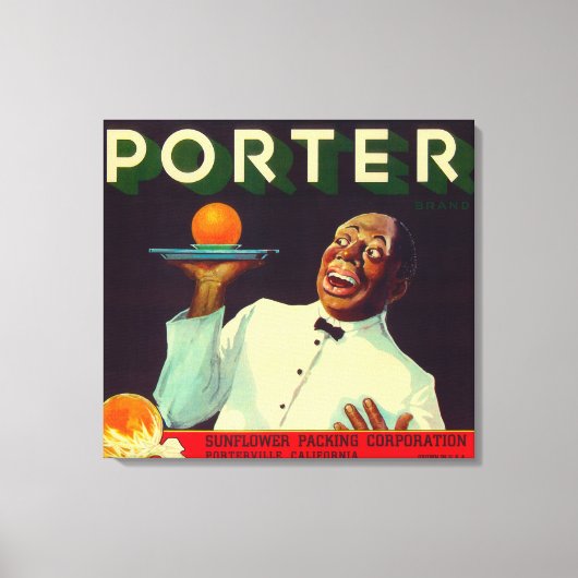 Porter Oranje LabelPorterville, CA Canvas Afdruk (Voorkant)