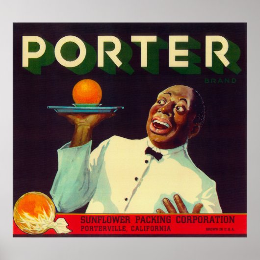 Porter Oranje LabelPorterville, CA Poster (Voorkant)