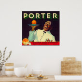 Porter Oranje LabelPorterville, CA Poster (Keuken)