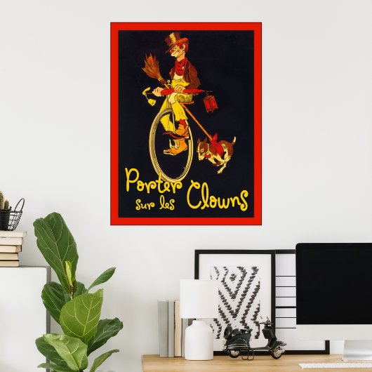 Porter Sur Les Clowns ~  Circus Poster (Thuiskantoor)