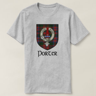 Porter Surname Scottish Clan Badge en Tartan T-shirt