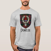 Porter Surname Scottish Clan Badge en Tartan T-shirt (Voorkant)