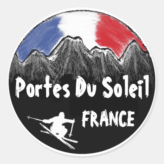 Portes Du Soleil Frankrijk skiër sticker (Voorkant)