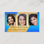Portfolio Beauty Salon Gold Blue Visitekaartje (Voorkant)