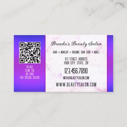 Portfolio Blue Paars Beauty Professional Visitekaartje (Achterkant)