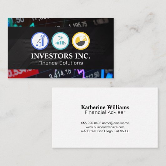 Portfolio pictogrammen | Financiële markten Visitekaartje (Voorkant / Achterkant)