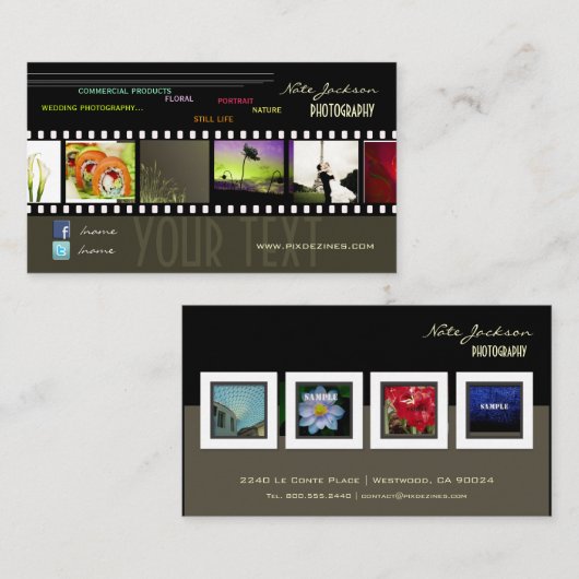 Portfolio visitekaartjes foto's sjabloon/DIY-lette (Voorkant / Achterkant)