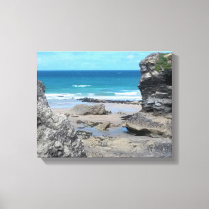Porth Beach Newquay Cornwall foto Canvas Afdruk