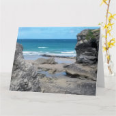 Porth Beach Newquay Cornwall foto Kaart (Gele Bloem)