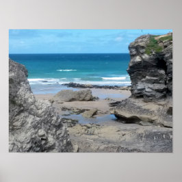 Porth Beach Newquay Cornwall foto Poster