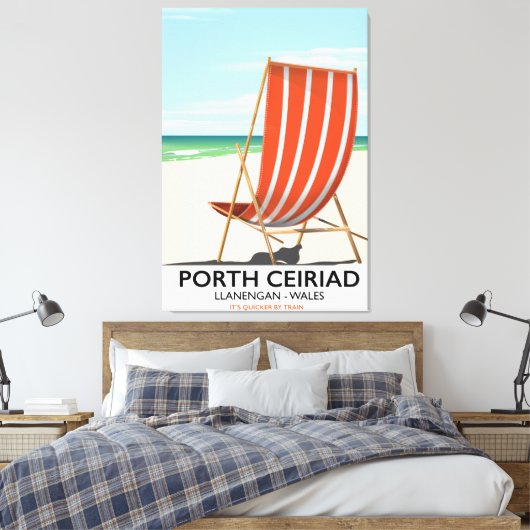 Porth Ceiriad Wales Beach Canvas Afdruk (Insitu (Slaapkamer))