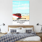 Porth Dafarch, Anglesey vintage poster Canvas Afdruk (Insitu (Slaapkamer))