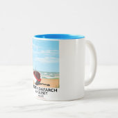 Porth Dafarch, Anglesey vintage poster Tweekleurige Koffiemok (Voorkant rechts)