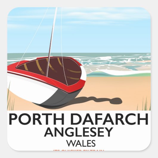 Porth Dafarch, Anglesey vintage poster Vierkante Sticker (Voorkant)