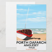 Porth Dafarch, Anglesey vintage reisposter Briefpapier (Voorkant / Achterkant)