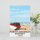 Porth Dafarch, Anglesey vintage reisposter Briefpapier (Staand voorkant)