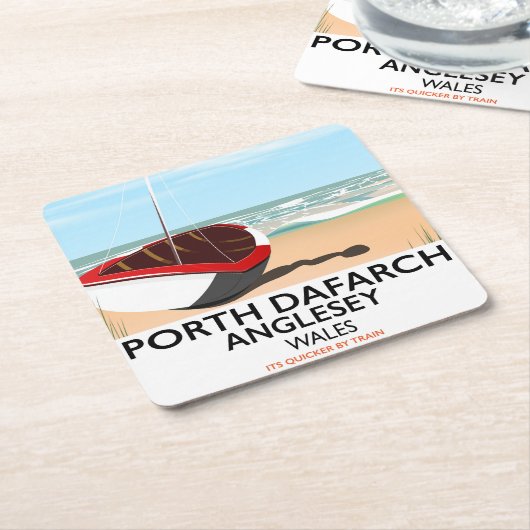 Porth Dafarch, Anglesey vintage reisposter Kartonnen Onderzetters (Schuin)