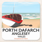 Porth Dafarch, Anglesey vintage reisposter Kartonnen Onderzetters (Voorkant)