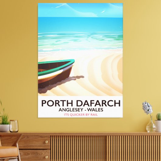 Porth Dafarch, Anglesey Welsh strand poster Canvas Afdruk (Insitu (Woonkamer))