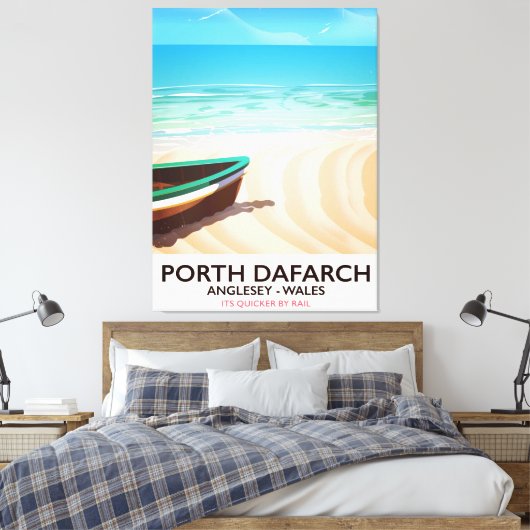 Porth Dafarch, Anglesey Welsh strand poster Canvas Afdruk (Insitu (Slaapkamer))