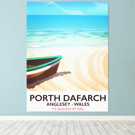 Porth Dafarch, Anglesey Welsh strand poster Canvas Afdruk (Insitu (Houten vloer))