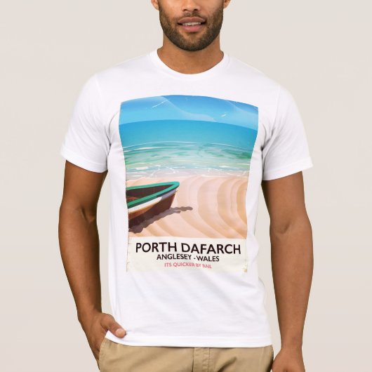 Porth Dafarch, Anglesey Welsh strand poster T-shirt (Voorkant)