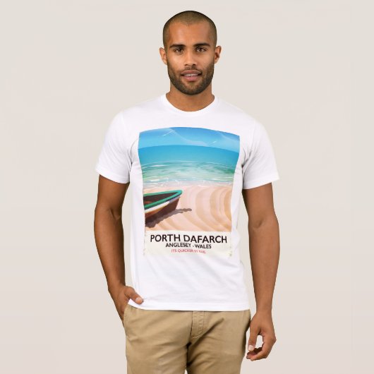 Porth Dafarch, Anglesey Welsh strand poster T-shirt (Voorkant volledig)