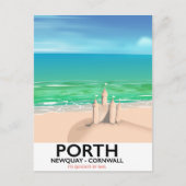Porth Newquay Sandcastle — reisdruk Briefkaart (Voorkant)