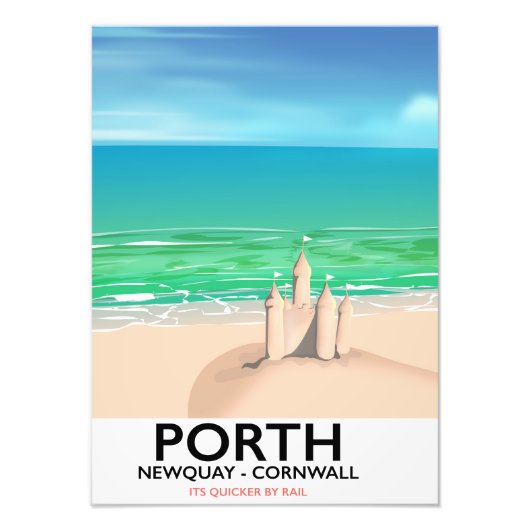Porth Newquay Sandcastle — reisdruk Foto Afdruk (Voorkant)