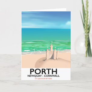 Porth Newquay Zandkasteel reisprint Feestdagen Kaart