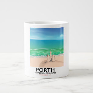 Porth Newquay zandkasteel reisprint Grote Koffiekop